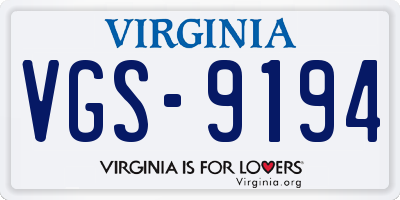 VA license plate VGS9194
