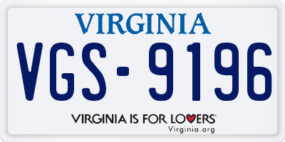 VA license plate VGS9196