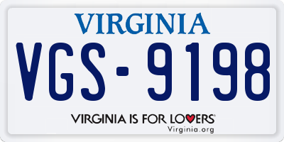 VA license plate VGS9198