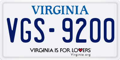 VA license plate VGS9200