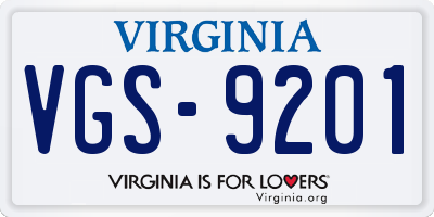 VA license plate VGS9201