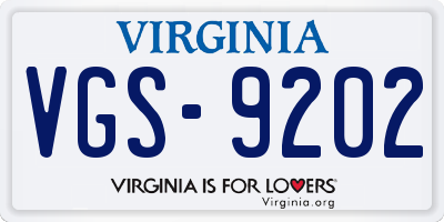 VA license plate VGS9202