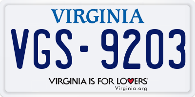 VA license plate VGS9203