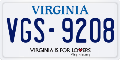 VA license plate VGS9208