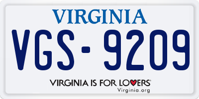 VA license plate VGS9209