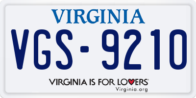 VA license plate VGS9210