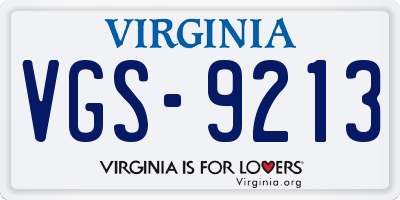 VA license plate VGS9213