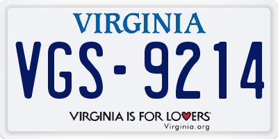 VA license plate VGS9214