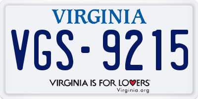 VA license plate VGS9215
