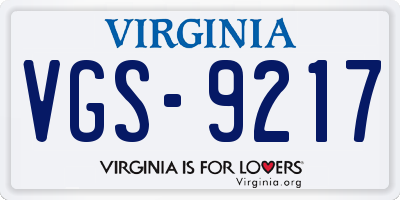 VA license plate VGS9217