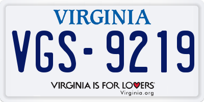 VA license plate VGS9219