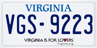 VA license plate VGS9223