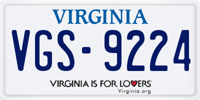 VA license plate VGS9224
