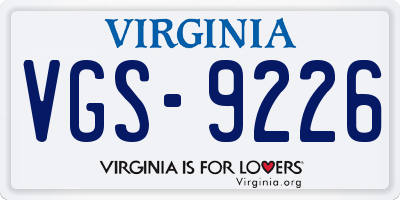 VA license plate VGS9226