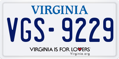 VA license plate VGS9229