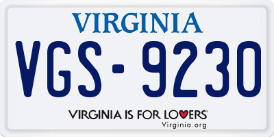 VA license plate VGS9230