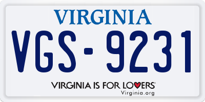 VA license plate VGS9231