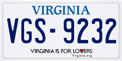 VA license plate VGS9232