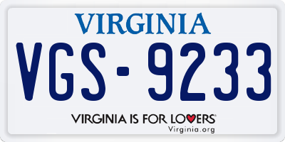 VA license plate VGS9233