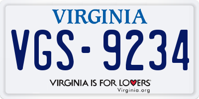 VA license plate VGS9234