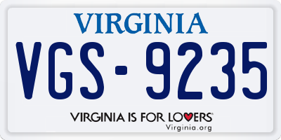 VA license plate VGS9235