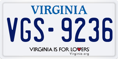 VA license plate VGS9236