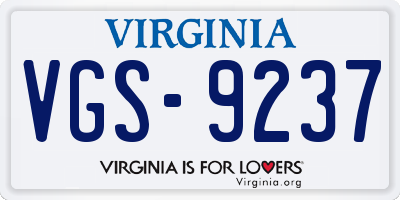 VA license plate VGS9237