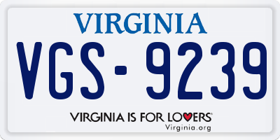 VA license plate VGS9239