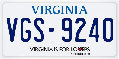 VA license plate VGS9240