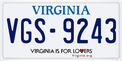 VA license plate VGS9243