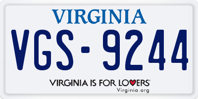 VA license plate VGS9244