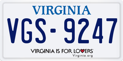 VA license plate VGS9247
