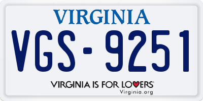 VA license plate VGS9251