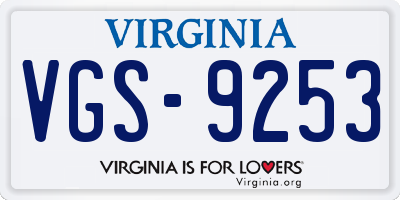 VA license plate VGS9253