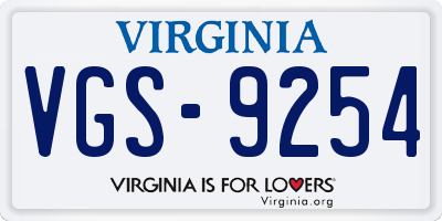 VA license plate VGS9254