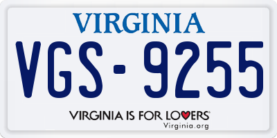 VA license plate VGS9255