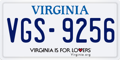 VA license plate VGS9256