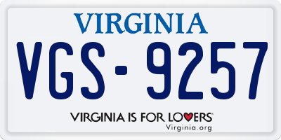 VA license plate VGS9257