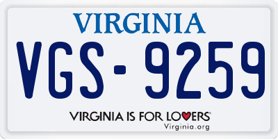 VA license plate VGS9259