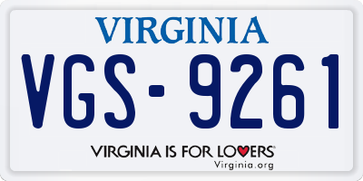 VA license plate VGS9261