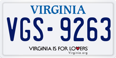 VA license plate VGS9263