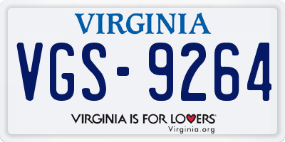 VA license plate VGS9264
