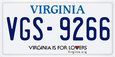 VA license plate VGS9266