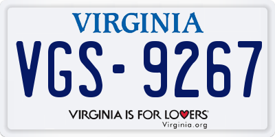 VA license plate VGS9267