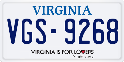 VA license plate VGS9268