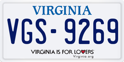 VA license plate VGS9269