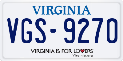 VA license plate VGS9270