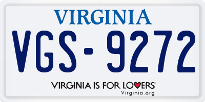 VA license plate VGS9272