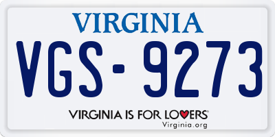 VA license plate VGS9273