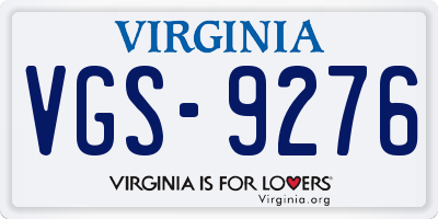 VA license plate VGS9276